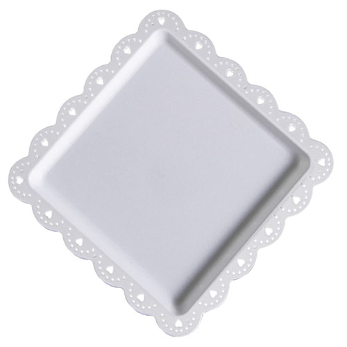 KONTONTY Square Cake pan Pizza Serving Dish Fruit Plate Salad Dish Dessert Plates Square Serving Tray Kitchen Tableware Makeup Organizer Appetizer Dishes White Plastic Dried Fruit Rack nut