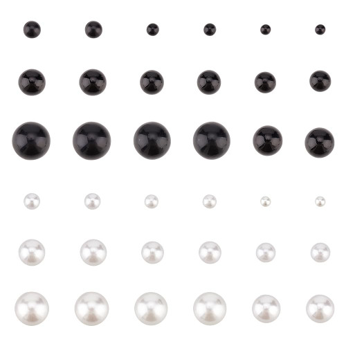 FIBLOOM 18 Pairs Pearl Stud Earrings Set Round Ball Beads Stud Earrings Set Simulated Pearl Stud Earrings Set Black and White Stud Earrings Wedding Birthday Gifts for Girls Women FIBLOOM 18 Pairs Pearl Stud Earrings Set Round Ball Beads Stud Earrings Set Simulated Pearl Stud Earrings Set Black and White Stud Earrings Wedding Birthday Gifts for Girls Women