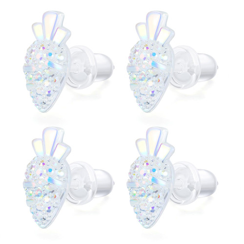 Plastic Earrings, KMEOSCH 3 Pairs Bling Plastic Carrots Earrings Studs for Sensitive Ears (White)