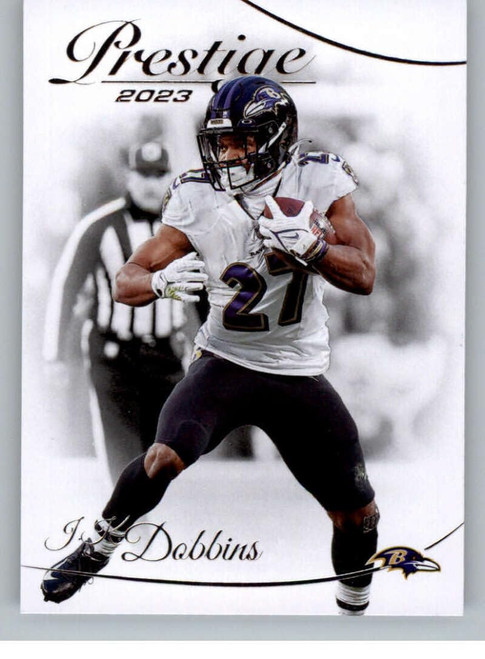 2023 Panini Prestige #21 J.K. Dobbins Baltimore Ravens NFL Football Trading Card 2023 Panini Prestige #21 J.K. Dobbins Baltimore Ravens NFL Football Trading Card