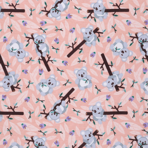 Mook Fabrics Flannel PRT Koala, Coral Cut by The Yard