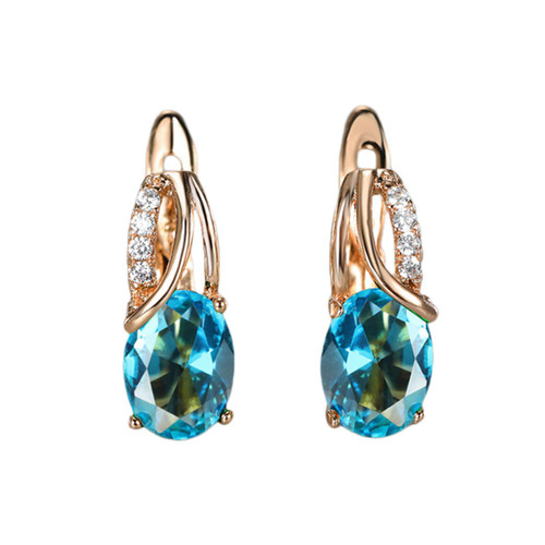 Earrings, 1 Pair Women Earrings Oval-shaped Cubic Zirconia Jewelry Bright Luster Long Lasting Buckle Earrings for Wedding Stud Earrings for