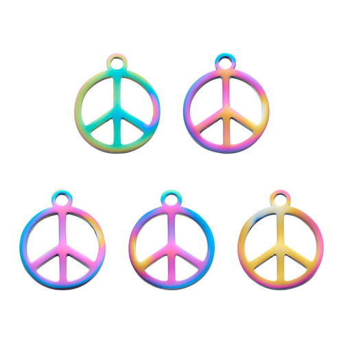 FASHEWELRY 5Pcs Stainless Steel Peace Sign Charms Rainbow Filigree Pendants Multi Color Etched Metal Embellishments for DIY Jewelry Making FASHEWELRY 5Pcs Stainless Steel Peace Sign Charms Rainbow Filigree Pendants Multi Color Etched Metal Embellishments for DIY Jewelry Making