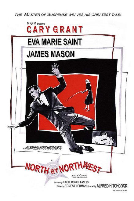 American Gift Services - North by Northwest Vintage Alfred Hitchcock Movie Poster - 11x17