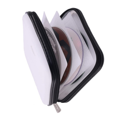 XiongYe CD DVD Wallet, 32 Capacity Heavy Duty, DVD CD Case Holder for Car ,Portable DVD/VCD Storage Disk, Hard Shell Sturdy case , Car CD Disk Holder,Booklet, Blu-ray Wallet (32 Capacity,White)