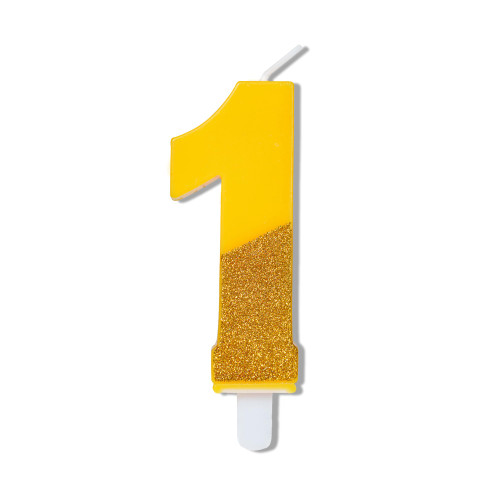 Yellow Number 1 Birthday Candles, Yellow Birthday Number Candles 1 Gold Cake Number Candles 1 Party Celebration