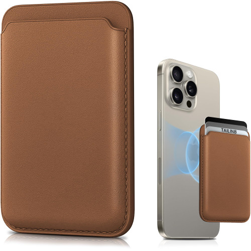 TAILINB Magnetic Wallet Phone Card Holder, Mag-Safe Wallet for iPhone 15 Pro Max/15 Pro/15 Plus/15, for iPhone 14 Pro Max/14 Plus/14 Pro/14, for iPhone 13 Pro Max/13 Pro/13 iPhone 12 Series, Brown
