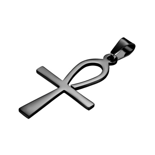 Rofusn Stainless Steel Coptic Ankh Cross Pendant Collectible Egypt Necklace for Women Men, 18 inch Chain - Black Rofusn Stainless Steel Coptic Ankh Cross Pendant Collectible Egypt Necklace for Women Men, 18 inch Chain - Black