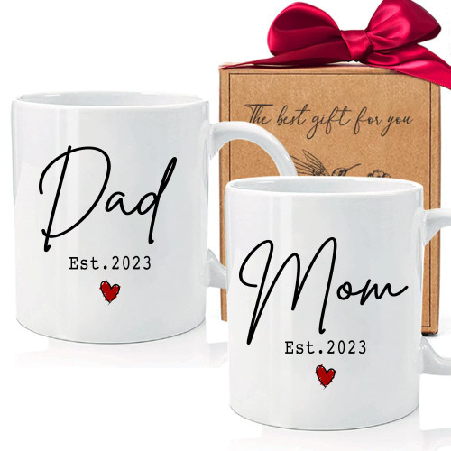 Qupoomafu Est 2023 New Mom Dad Coffee Mug Gift, Mug Set Gifts for New Parents to Be, New Parents Pregnancy Announcement, New Parents Gifts, First Time Mom Dad to Be Mug Set Gifts-12 Qupoomafu Est 2023 New Mom Dad Coffee Mug Gift, Mug Set Gifts for New Parents to Be, New Parents Pregnancy Announcement, New Parents Gifts, First Time Mom Dad to Be Mug Set Gifts-12