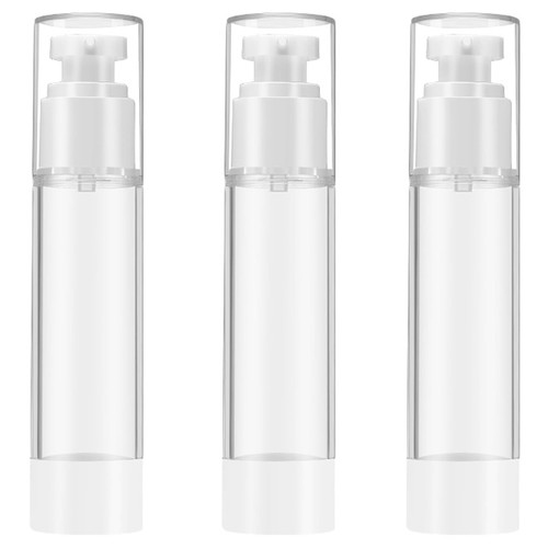 Qeuly 3 Pack Airless Pump Bottles 1.7 oz Travel Size Pump Bottle Lotion Container Refillable Cosmetic Pump Dispensers for Foundation Moisturizer Shampoo Toiletry (SN-50)