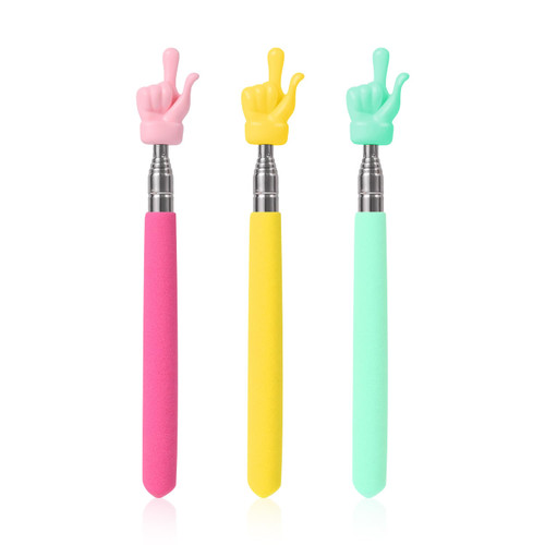 3pcs Telescopic Teachers Pointers, Extendable Pointing Stick Retractable Pointer Whiteboard Pointer for Teacher Classroom Aids (Pink, Green, Yellow)