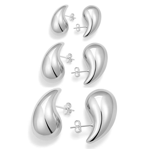 LINONKEY Bottega Earring Dupes Set Large Medium Small Chunky Gold Hoop Earrings Hypoallergenic 14K Plated Gold Hoop Earrings for Women Lightweight Waterdrop Teardrop Gold Drop Earrings for Women