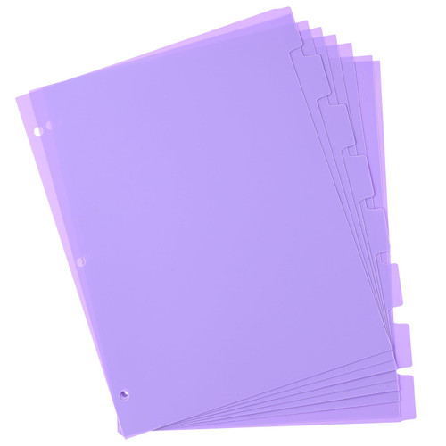 3-Ring Binder Plastic Divider Set, 8-Tab Sturdy Plastic Dividers, Binder Dividers with Tabs, Purple Binder Dividers, Aesthetic Dividers for Binder, Suitable for Notebooks and Binders?Violet?