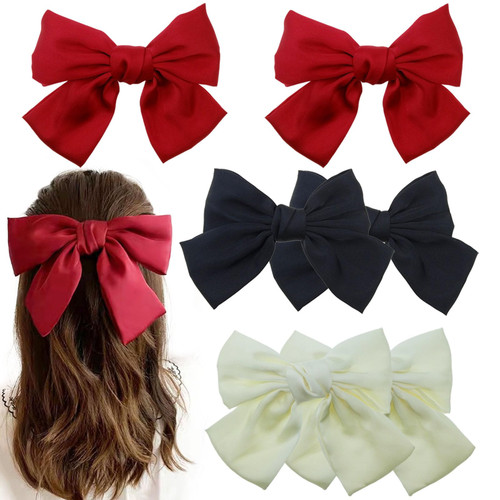 6 PCS Hair Bow Clips for Women Girls, Big Bow Silky Satin Hair Clips French Large Bowknot Hair Ribbons Vintage Hair Barrettes Cute Hair Accessories Christmas Birthday Gifts 6 PCS Hair Bow Clips for Women Girls, Big Bow Silky Satin Hair Clips French Large Bowknot Hair Ribbons Vintage Hair Barrettes Cute Hair Accessories Christmas Birthday Gifts