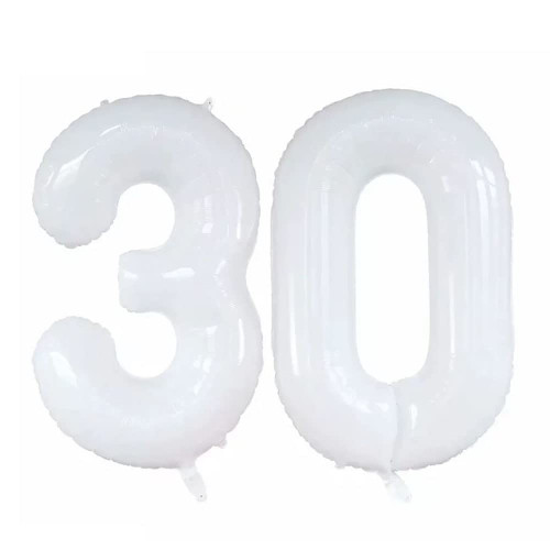 GOER 42 Inch White 30 Number Balloons,Jumbo Foil Helium Balloons for 30th Birthday Party Decorations and Anniversary Event GOER 42 Inch White 30 Number Balloons,Jumbo Foil Helium Balloons for 30th Birthday Party Decorations and Anniversary Event