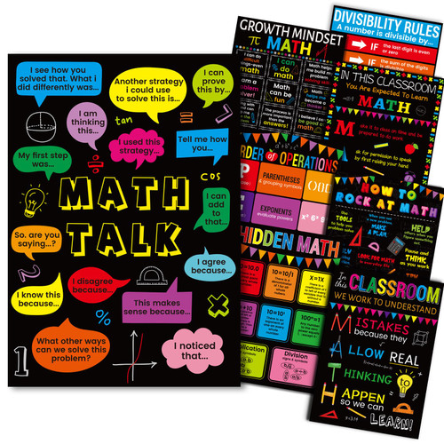 gisgfim 8 Pcs Math Posters Math Teacher Bulletin Board Posters Math Classroom Decorations For Elementary School Middle School High School Mathematics Education Banner Math Classroom Signs Must Haves