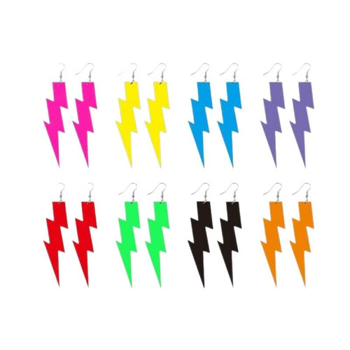 70mm Colorful Big Hoop Earring Acrylic Open Large Hoop Earrings C Shape Trendy Chunky Earrings 80s 90s Retro Lightweight Statement Ear Jewelry Earring For Women-8 Pairs Lightning