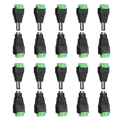 ANLINK 10 Pairs (10 x Male + 10 x Female) 12V 5.5mm x 2.1mm DC Power Jack Plug Adapter Connector for LED Strip, CCTV Security Camera