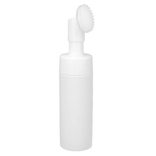 Mousse Foam Bottle with Brush, White Facial Cleanser Foam Bottle Silicone Brush Refillable Empty Foam Bottle Mousse Pump Bottle Containers(100ML)