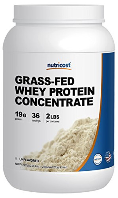 Nutricost Grass-Fed Whey Protein Concentrate (Unflavored) 2LBS - Undenatured, Non-GMO, Gluten Free, Natural Flavors