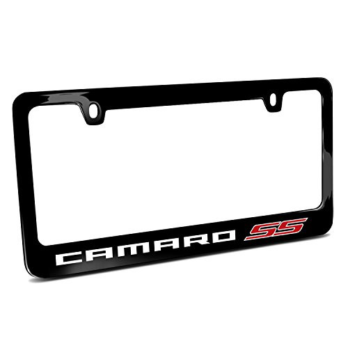 Chevrolet Camaro SS in Red Black Metal License Plate Frame by iPick Image, Made in USA