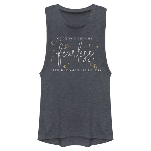 Fifth Sun Fearless Limitless Women's Muscle Tank, Denim Blue Heather, Medium