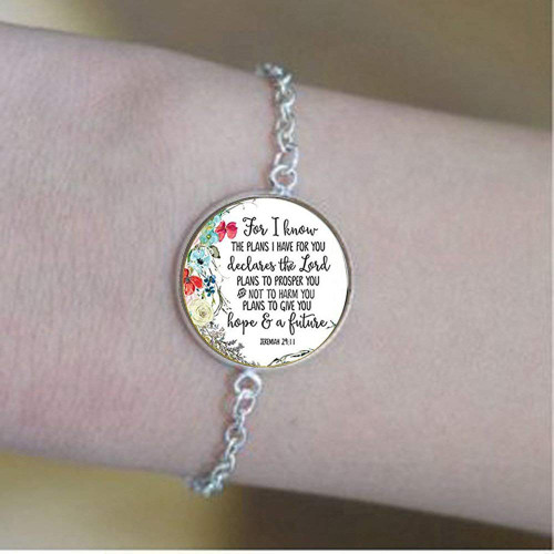 Jeremiah 29:11 Bracelets for I Know The Plans I Have for You Bible Verse Bracelets Glass Christian Women Men Jewelry
