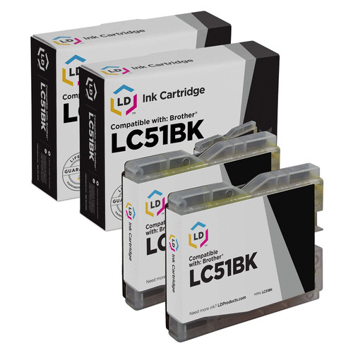 LD Compatible Ink Cartridge Replacement for Brother LC51BK (Black, 2-Pack)