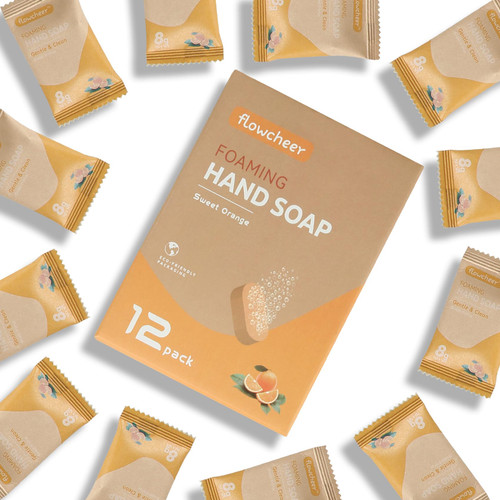 Foaming Hand Soap Tablet Refills-12 Pack Foaming Soap Tablets for 12 x 8 fl oz Bottles-Sweet Orange Foam Soap Refill Tablets-Plant-Based Earth-Friendly Zero-Waste Hand Wash