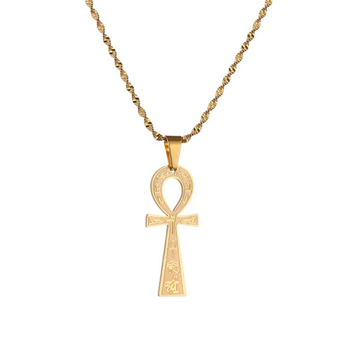 Egyptian Ankh Cross Pendant Neckalce Ancient Symbol of Life Egypt Eye Cross Chain Jewelry (Gold) Egyptian Ankh Cross Pendant Neckalce Ancient Symbol of Life Egypt Eye Cross Chain Jewelry (Gold)