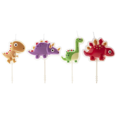 dekora - Set of 3D Dino Birthday Candles for Children's Cakes - Dinosaur Birthday Candles Children - Pack of 4 dekora - Set of 3D Dino Birthday Candles for Children's Cakes - Dinosaur Birthday Candles Children - Pack of 4