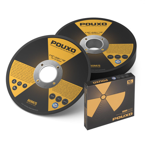 POUXO 10 Pack Cut Off Wheels 4 1/2 inch, Ultra Thin 4.5"x0.04"x7/8" Cut Off Wheel for Metal & Stainless Steel, Long Service Life Angle Grinder Cutting Disc