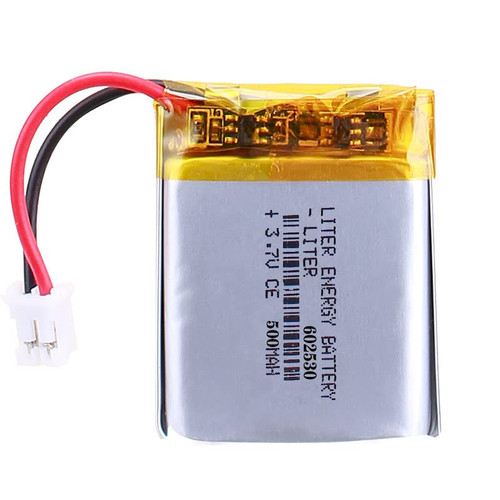Liter Energy Battery 3.7V Lipo Battery 500mAh Rechargeable Lithium ion Polymer Battery 602530 Lithium Polymer ion Battery with JST Connector