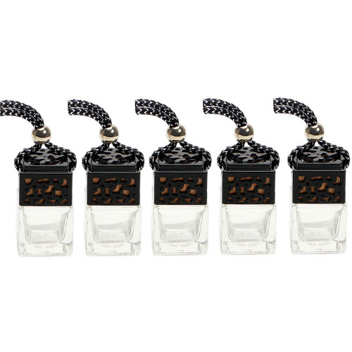 ConStore 5pcs 8ml Hanging Perfume Aromatherapy Bottle Diffuser Glass Essential Oil Scent Diffuser Refillable Perfume Bottle Empty Fragrance Aromatherapy Bottle (Black)