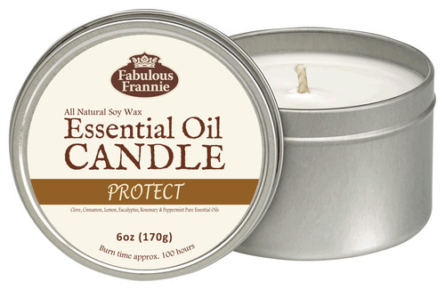Fabulous Frannie All Natural Aromatherapy Soy Candle Travel tin Made with Pure Essential Oils 100 Hours Burn time 6oz (Protect (Compared to Thieves))