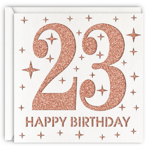 Rose Gold 23rd Birthday Card, Laser Cut Glitter Girl Age 23 Birthday Gift For Daughter, Granddaughter Rose Gold 23rd Birthday Card, Laser Cut Glitter Girl Age 23 Birthday Gift For Daughter, Granddaughter