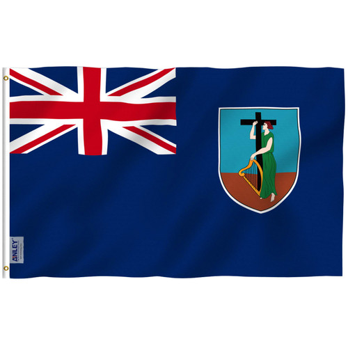 Anley Fly Breeze 3x5 Foot Monsterrat Flag - Vivid Color and Fade Proof - Canvas Header and Double Stitched - Montserratian Flags Polyester with Brass Grommets 3 X 5 Ft