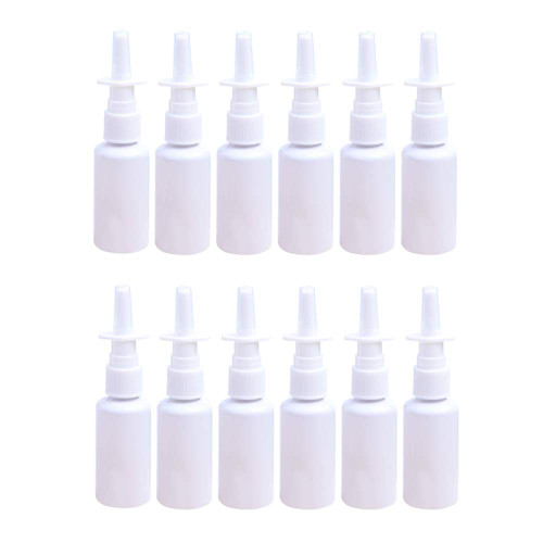 12 Pieces 5 ml Empty Plastic Nasal Spray Bottles Refillable Plastic Nasal Spray Bottles Pump Sprayer Mist Nose Spray Refillable Bottle, White