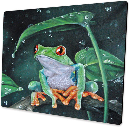 Personalized Watercolor Frog Mouse Pad, Rectangular Gaming Mouse Pad, Natural Anti-Slip Rubber Computer Mouse Pad