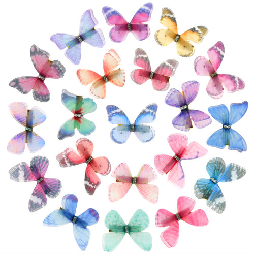 Ayehe 20 Pieces Glitter Butterfly Hair Clips, Small Realistic Colorful 90s Hair Clips Barrette Hair Accessories for Women and Girls