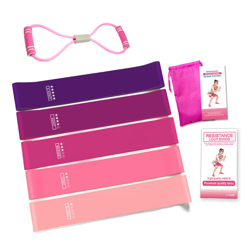 YJMOY 5 Levels Natural Latex Exercise Bands & Figure 8 Resistance Band for Women&Men,Exercise Workout Bands for Legs and Butt