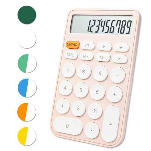 VEWINGL Standard Calculator 12 Digit,Desktop Large Display and Buttons,Calculator with Large LCD Display for Office,School, Home & Business Use,Automatic Sleep,with Battery (Pink and White)