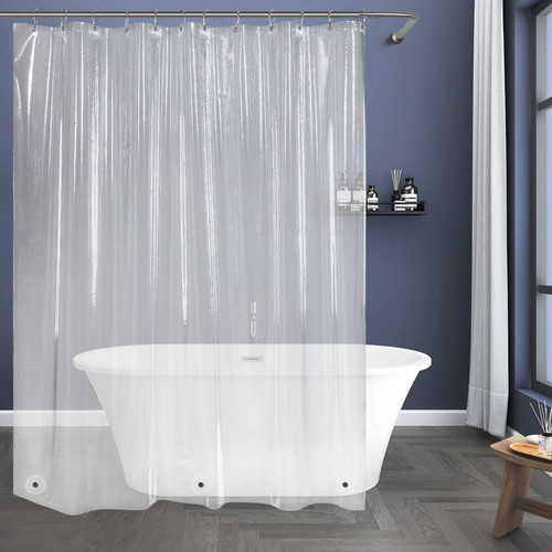 Titanker Extra Long Shower Curtain Liner 72x96 Clear Plastic Shower Liner Lightweight PEVA Waterproof Shower Curtain Liner for Bathroom with Magnets and Rustproof Grommets