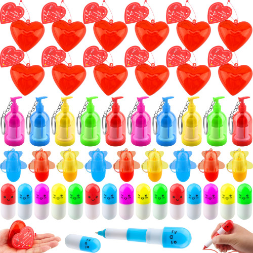 Sonarun 35 Pack Kid Valentine's Day Gifts Party Favors Valentine Mini Pen Filled Hearts with Valentine Cards for Valentines School Rewards Gifts Exchange