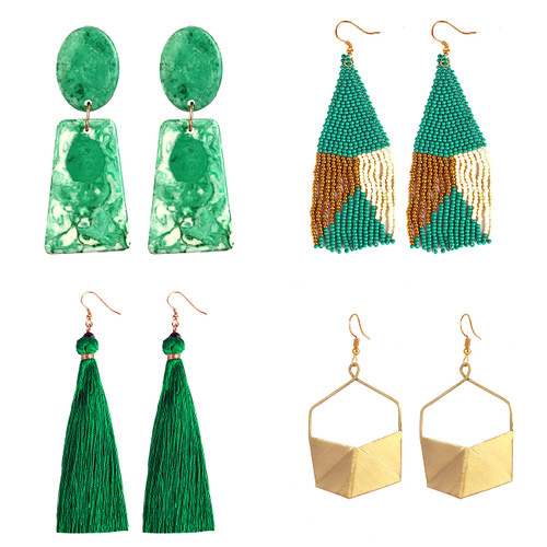 4-Pair Tassel Earrings - Colorful Brass, Acrylic Layered Tassel Earrings Bohemian Dangle Drop Earrings Shaded Earrings Metal Resin Beaded Earrings Women Girls Tiered Tassel Druzy Stud Earrings Women Gifts (Green) 4-Pair Tassel Earrings - Colorful Brass, Acrylic Layered Tassel Earrings Bohemian Dangle Drop Earrings Shaded Earrings Metal Resin Beaded Earrings Women Girls Tiered Tassel Druzy Stud Earrings Women Gifts (Green)