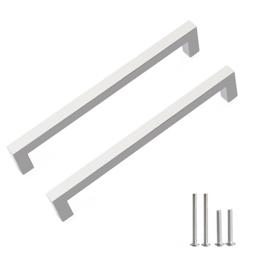 Redunest Cabinet Pulls Brushed Nickel Cabinet Handles Square Drawer Pulls, 2 Pack 7-1/2 Inch Stainless Steel Kitchen Door Cupboard Cabinet Handles, Cabinet Hardware Drawer Handles, 192mm Hole Centers