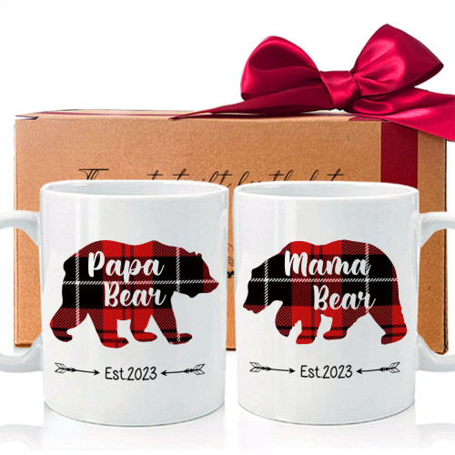 Est 2023 Mama Bear & Papa Bear Mug Set of 2, Checkered Vintage Mug Mom Dad Gifts, New Mama Papa Bear Coffee Mug Gift, Bear Theme Couples Gifts for Parents-54 Est 2023 Mama Bear & Papa Bear Mug Set of 2, Checkered Vintage Mug Mom Dad Gifts, New Mama Papa Bear Coffee Mug Gift, Bear Theme Couples Gifts for Parents-54