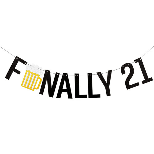 Party101 Finally 21 Banner - Black & Gold 21st Birthday Decorations - 21 Birthday Decorations for Him/Her - 21st Birthday Banner - Happy 21st Birthday Decorations for Him/Her (Pre-Strung) Party101 Finally 21 Banner - Black & Gold 21st Birthday Decorations - 21 Birthday Decorations for Him/Her - 21st Birthday Banner - Happy 21st Birthday Decorations for Him/Her (Pre-Strung)