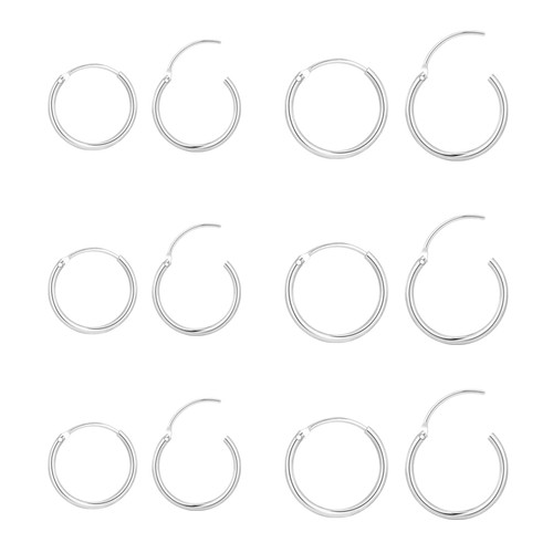 925 Sterling Silver Small Hoop Earrings Cartilage Hoop Earrings for Women 6 Pairs of Thin Silver Hoop Earrings Set for Second Hole Hypoallergenic Small Mini Hoop Earrings for Women Men Sleeper Earrings