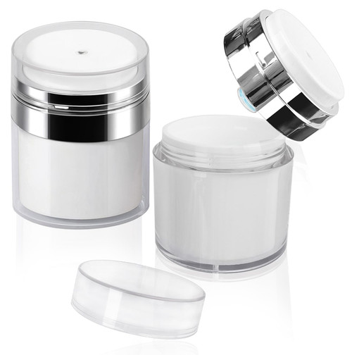 2Pack 30ml Airless Pump Jar - Airless Pump Bottles 1.0 Oz Moisturizer Pump Dispenser, Cream Jar Vacuum Bottle Drunk Elephant Container, Cosmetic Pump Skincare Containers